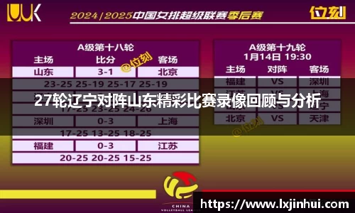 27轮辽宁对阵山东精彩比赛录像回顾与分析