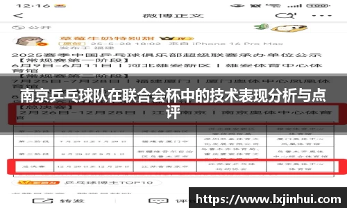 南京乒乓球队在联合会杯中的技术表现分析与点评
